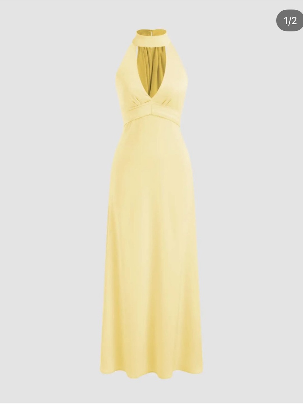 Cider Yellow Halter Maxi Dress with draped back
